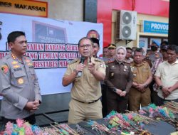 Hadiri Pemusnahan Sajam, Danny: Angka Kriminalitas di Makassar Berkurang