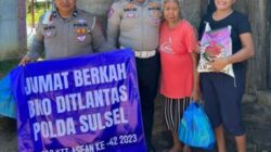 Personel Polda Sulsel BKO Pengamanan KTT Asean Salurkan Sembako ke Warga NTT