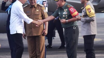 Pangdam XIV/Hsn Bersama Forkopimda Menyambut Kedatangan Jokowi di Sulsel