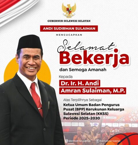 Gubernur Sulsel Ucapkan Selamat ke Ketum Baru KKSS