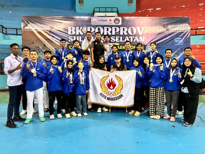Tim Taekwondo Makassar Juara Umum BK Porprov Sulsel 2025
