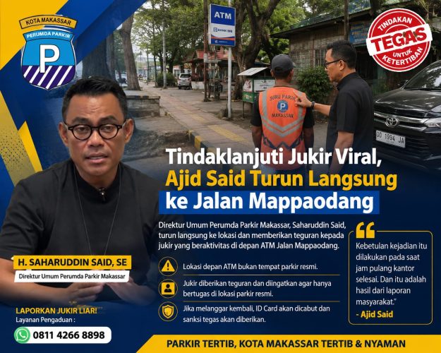 Perumda Parkir Makassar Tegur Jukir Depan ATM Jalan Mappaodang