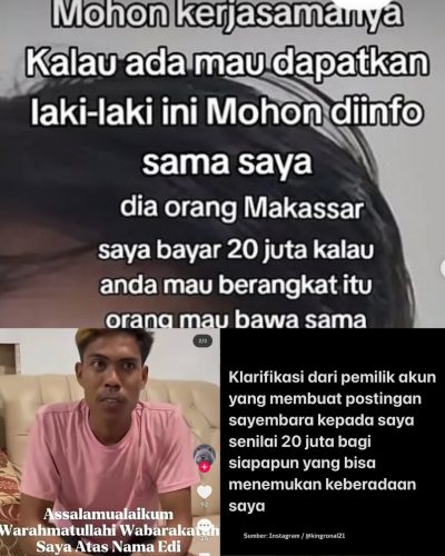 Viral Tawaran Imbalan Rp20 Juta Cari Kingronal21, Pria Pembuat Konten Mengaku Iseng dan Tak Bisa Membaca