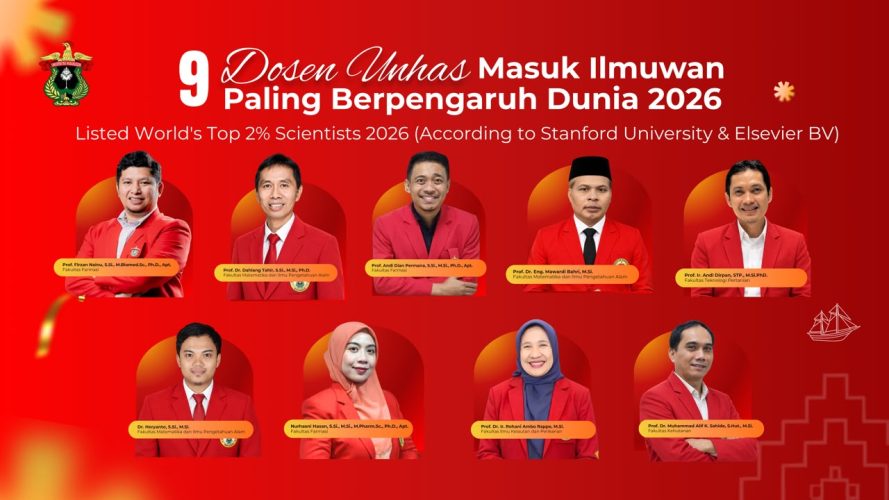 Sembilan Ilmuwan Unhas Masuk Daftar World’s Top 2% Scientists 2025 Versi Stanford University